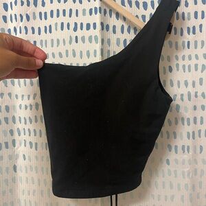 windsor one shoulder black tie top